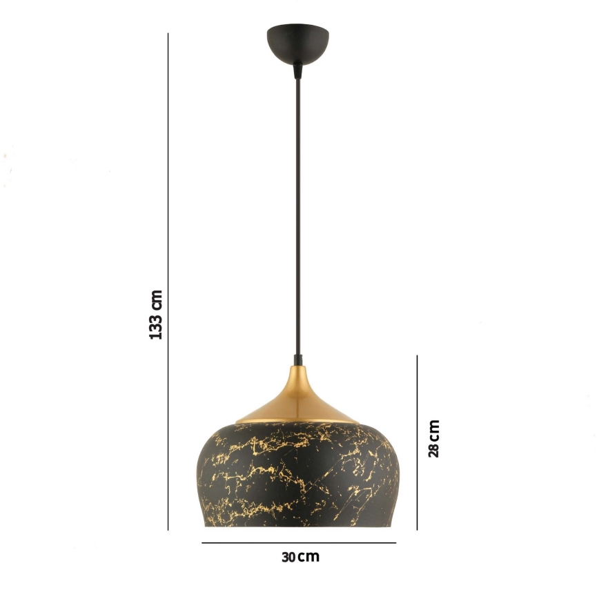 Люстра на тросі MONZA 1xE27/40W/230V діам. 30 см чорна/бронзова