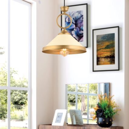 Люстра на тросі MONZA 1xE27/40W/230V діаметром 30 см кремова/бронзова