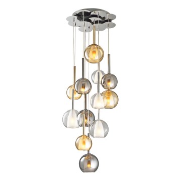 Люстра на тросі MUSCAT 12xE14/40W/230V димчаста/золота/прозора