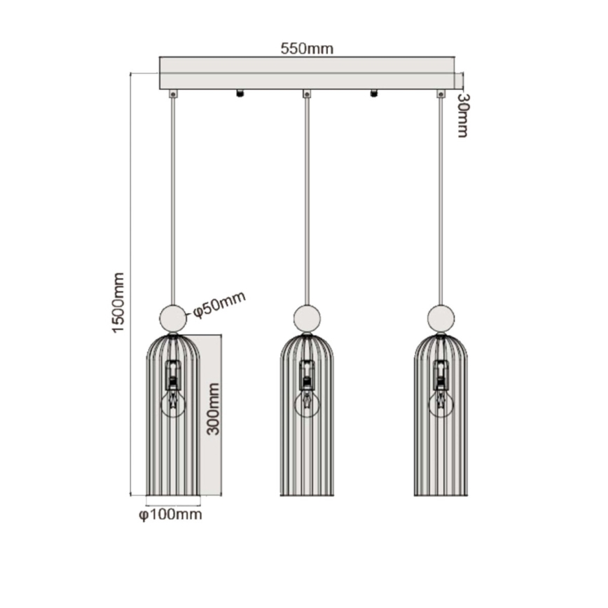 Люстра на тросі PIEGA 3xE14/40W/230V латунь/димчасто-бежева
