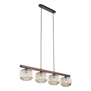 Lюстра на тросі SALVIA 4xE14/10W/230V коричнева/димчасто-коричнева