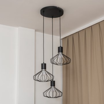 Люстра на тросі SOLANO 3xE27/15W/230V чорна/глянцевий хром