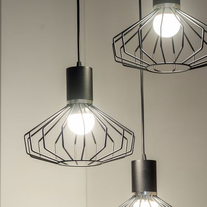 Люстра на тросі SOLANO 3xE27/15W/230V чорна/глянцевий хром