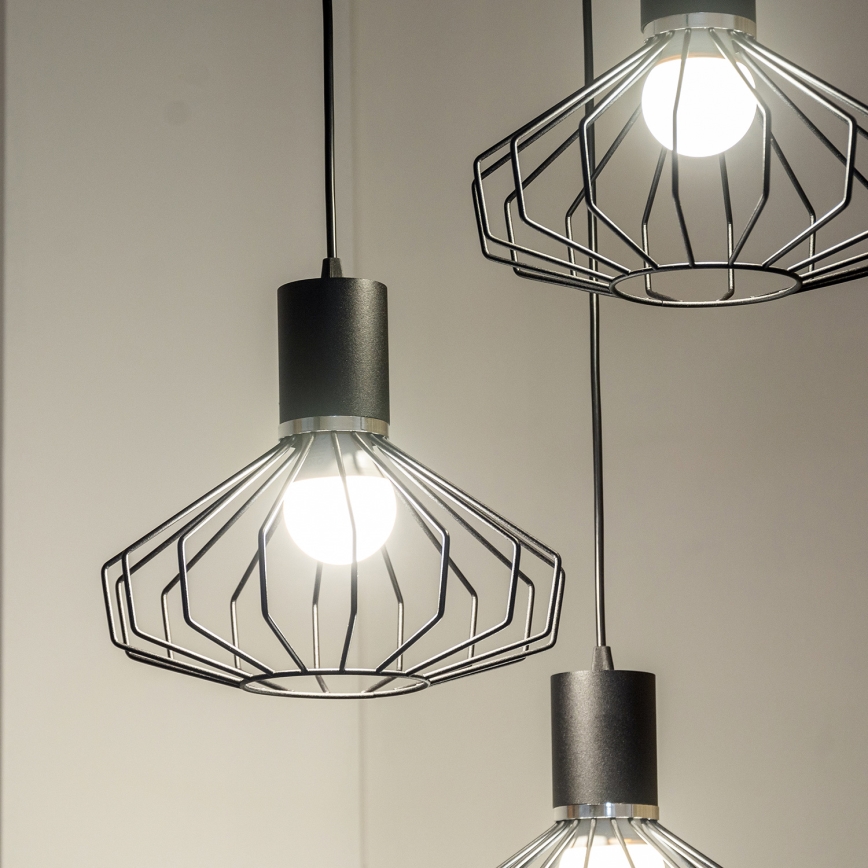 Люстра на тросі SOLANO 3xE27/15W/230V чорна/глянцевий хром