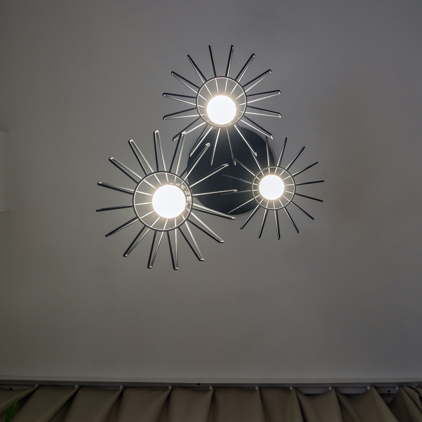 Люстра на тросі SOLANO 3xE27/15W/230V чорна/глянцевий хром