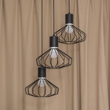 Люстра на тросі SOLANO 3xE27/15W/230V чорна/глянцевий хром