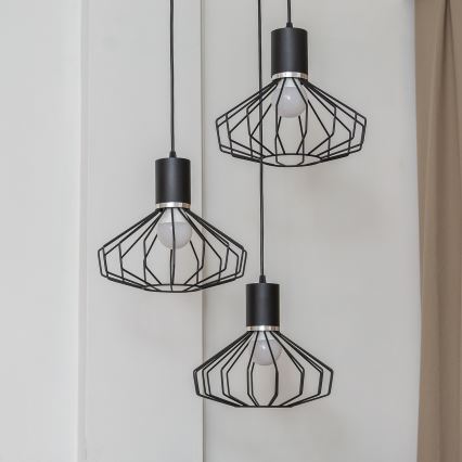 Люстра на тросі SOLANO 3xE27/15W/230V чорна/глянцевий хром