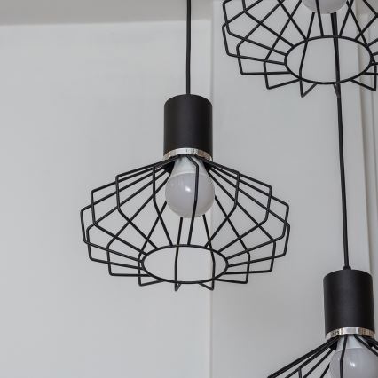 Люстра на тросі SOLANO 3xE27/15W/230V чорна/глянцевий хром