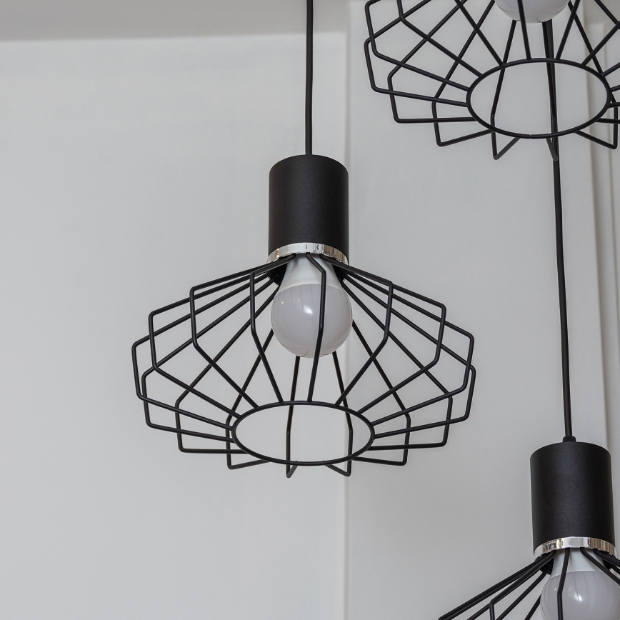 Люстра на тросі SOLANO 3xE27/15W/230V чорна/глянцевий хром