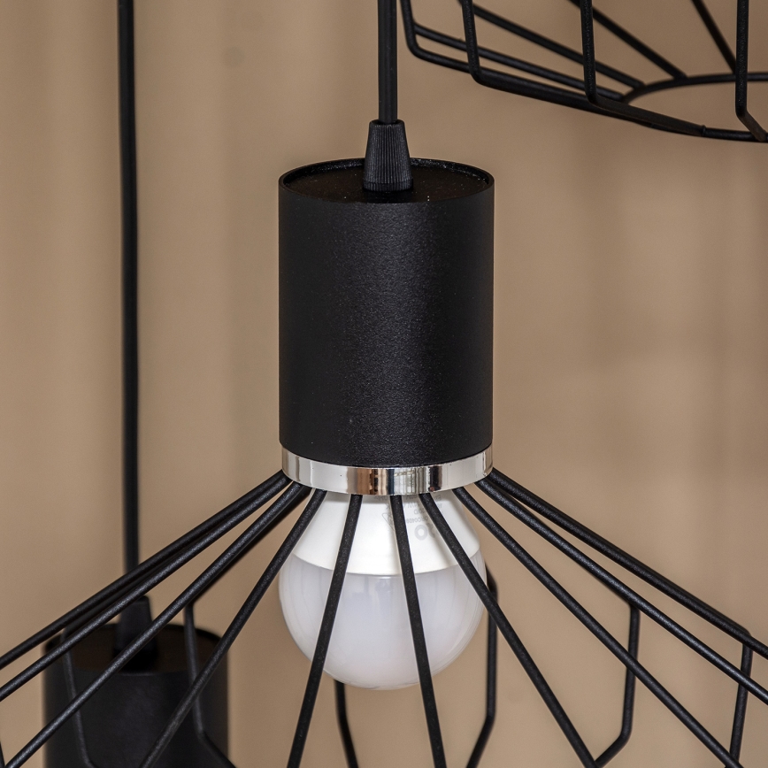 Люстра на тросі SOLANO 3xE27/15W/230V чорна/глянцевий хром