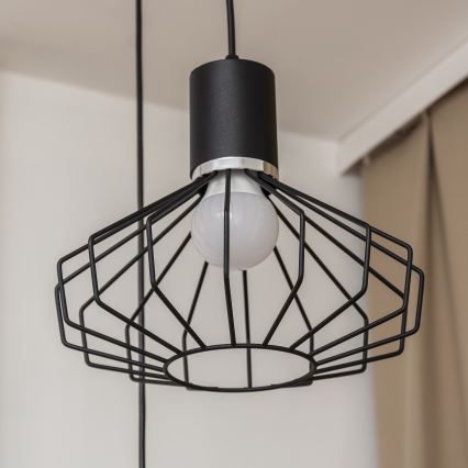 Люстра на тросі SOLANO 3xE27/15W/230V чорна/глянцевий хром