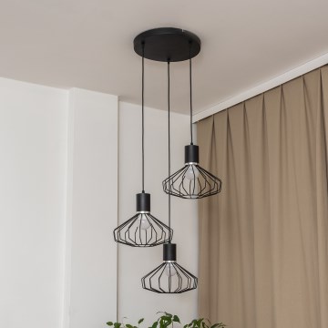 Люстра на тросі SOLANO 3xE27/15W/230V чорна/глянцевий хром