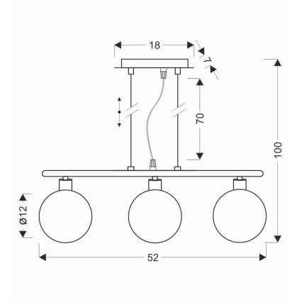 Люстра на тросі SOMUL 3xG9/20W/230V димчасто-чорна