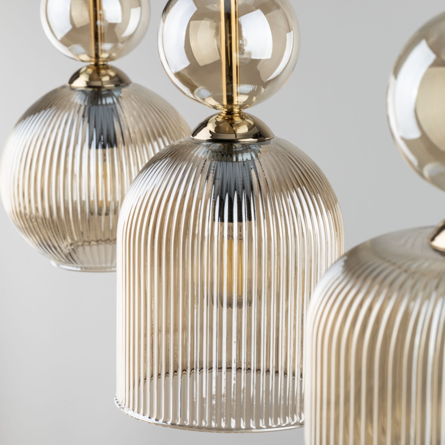 Люстра на тросі SOPHIA 3xE14/10W/230V чорна/димчасто-бежева