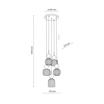 Люстра на тросі SOPHIA 5xE14/10W/230V чорна/зелена/димчасто-бежева