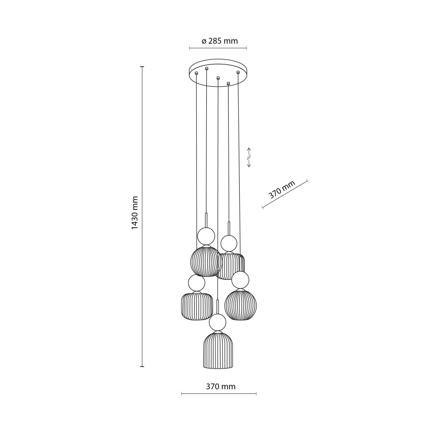 Люстра на тросі SOPHIA 5xE14/10W/230V чорна/зелена/димчасто-бежева