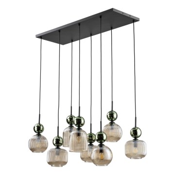 Люстра на тросі SOPHIA 8xE14/10W/230V чорна/зелена/димчасто-бежева