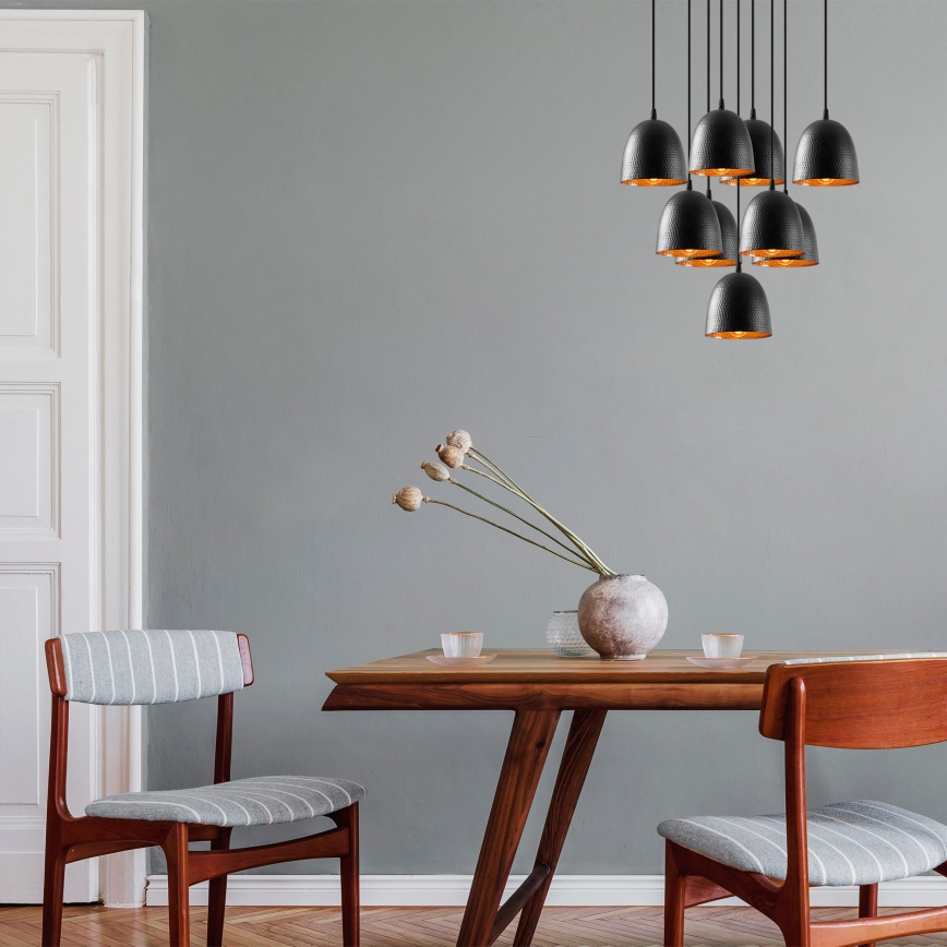 Люстра на тросі TATTOO 9xE27/40W/230V чорна