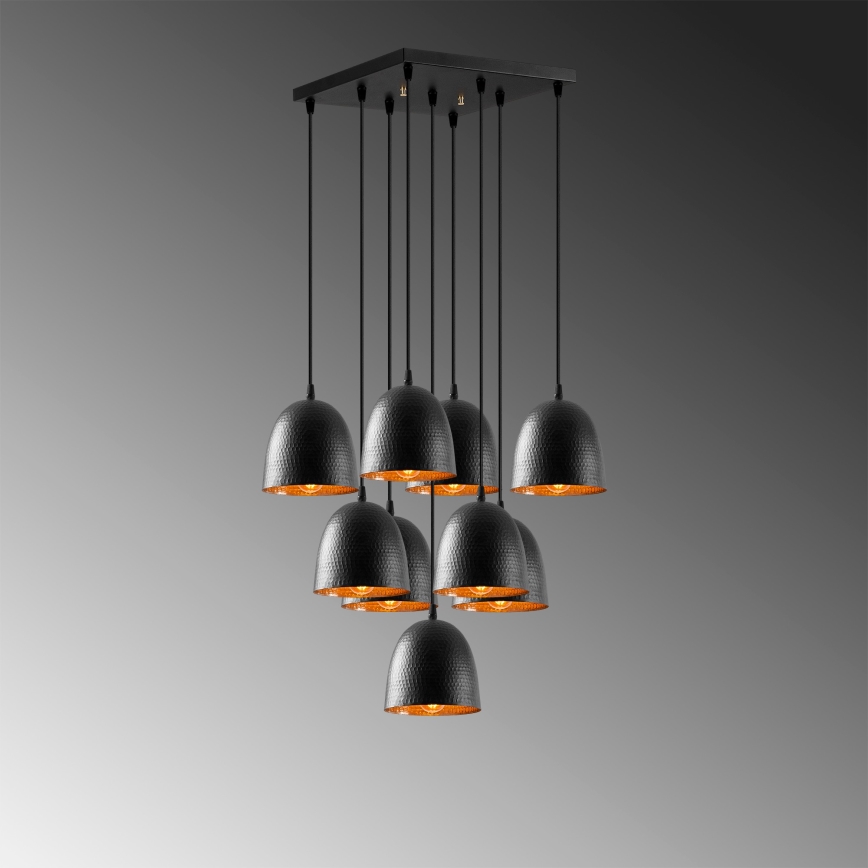 Люстра на тросі TATTOO 9xE27/40W/230V чорна