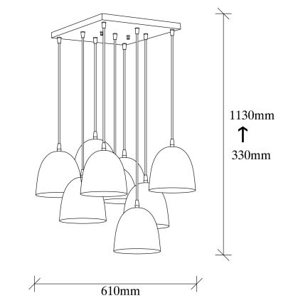 Люстра на тросі TATTOO 9xE27/40W/230V чорна