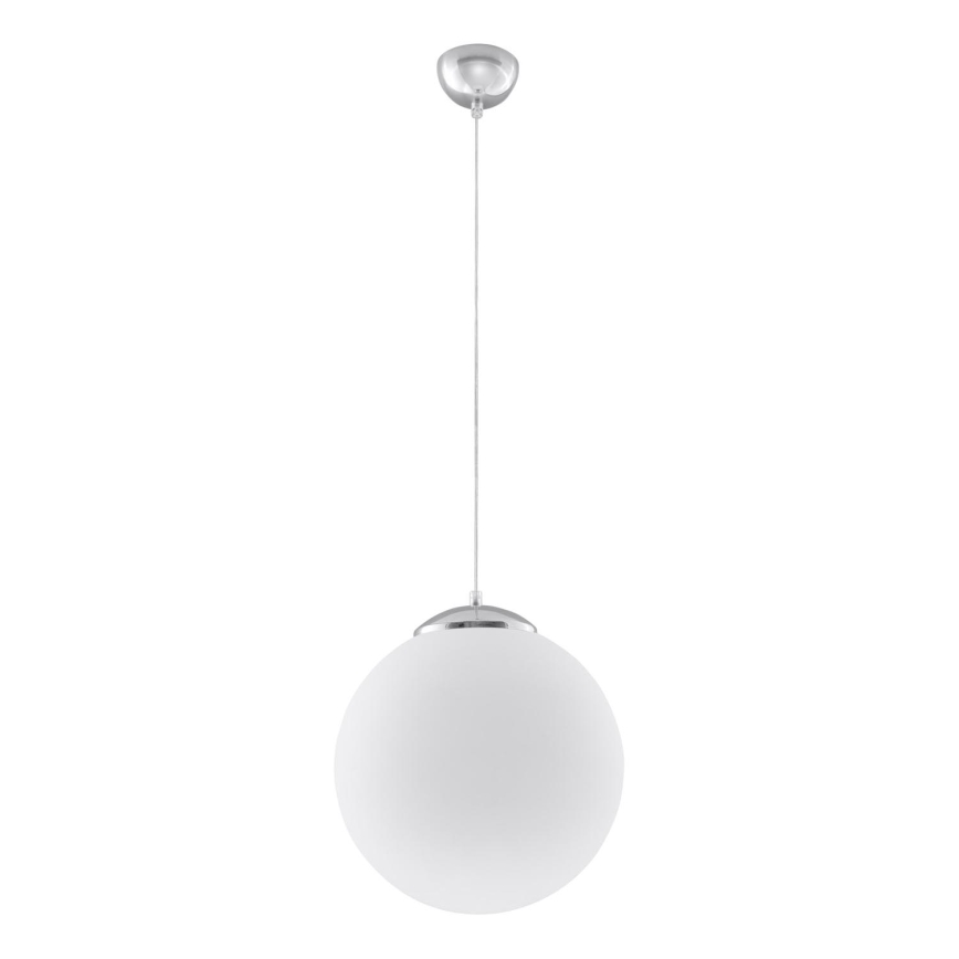 Люстра на тросі UGO 1xE27/15W/230V діам. 40 см білий/глянцевий хром