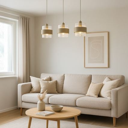 Люстра на тросі VALENTINO 3xE27/15W/230V бежевий/прозорий