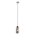 Люстра на тросі WOODNEST 1xE27/15W/230V сосна/димчасто-чорний
