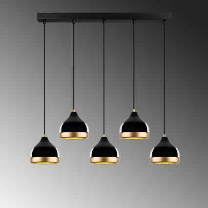 Люстра на тросі YILDO 5xE27/40W/230V чорна/золота