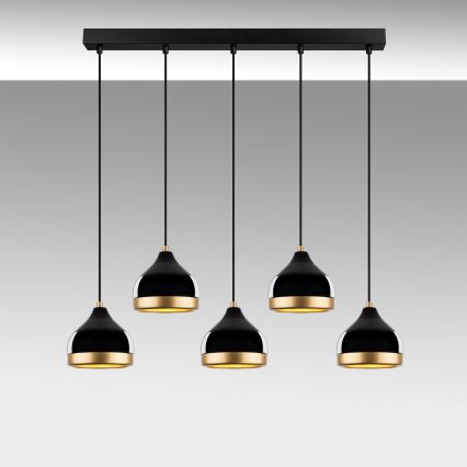 Люстра на тросі YILDO 5xE27/40W/230V чорна/золота