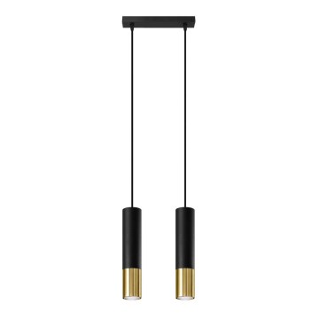 Люстра на тросе LOOPEZ 2xGU10/40W/230V черная/золотая