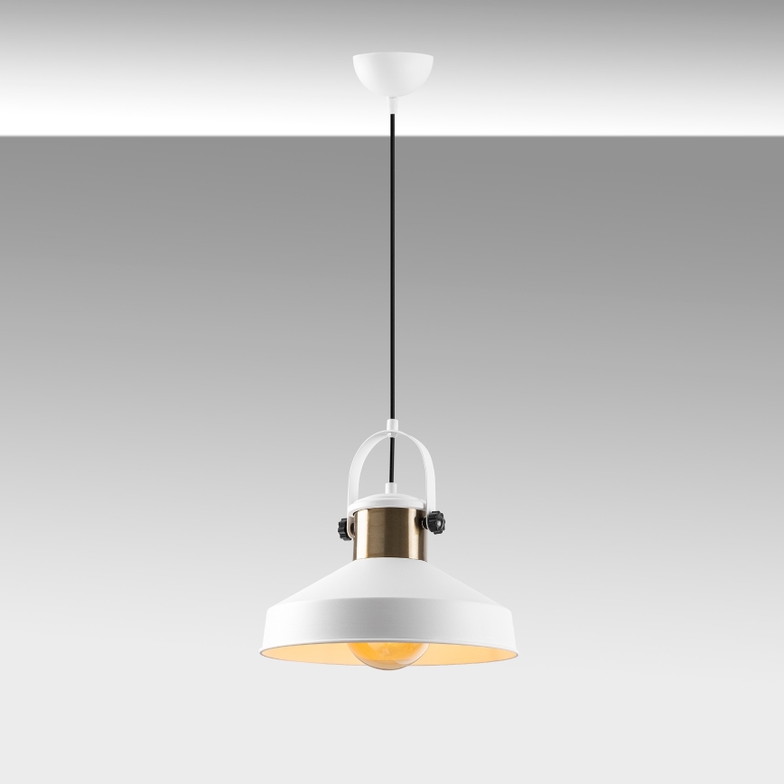 Люстра на конец DODO 1xE27/40W/230V бяла/бронзова