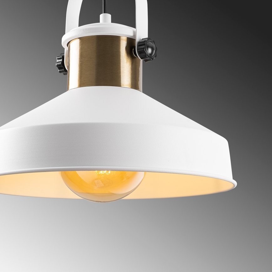 Люстра на конец DODO 1xE27/40W/230V бяла/бронзова