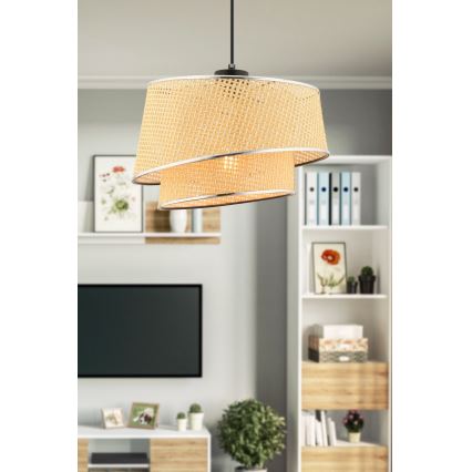 Люстра підвісна BARETTE 1xE27/60W/230V бежево/глянцевий хром