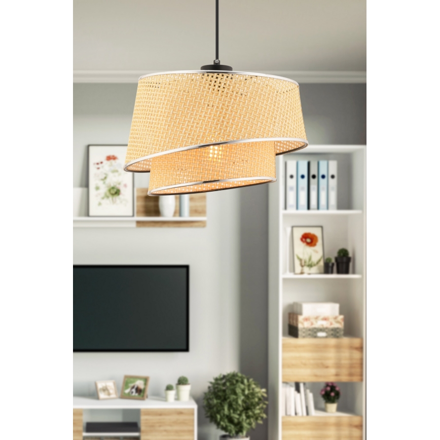 Люстра підвісна BARETTE 1xE27/60W/230V бежево/глянцевий хром