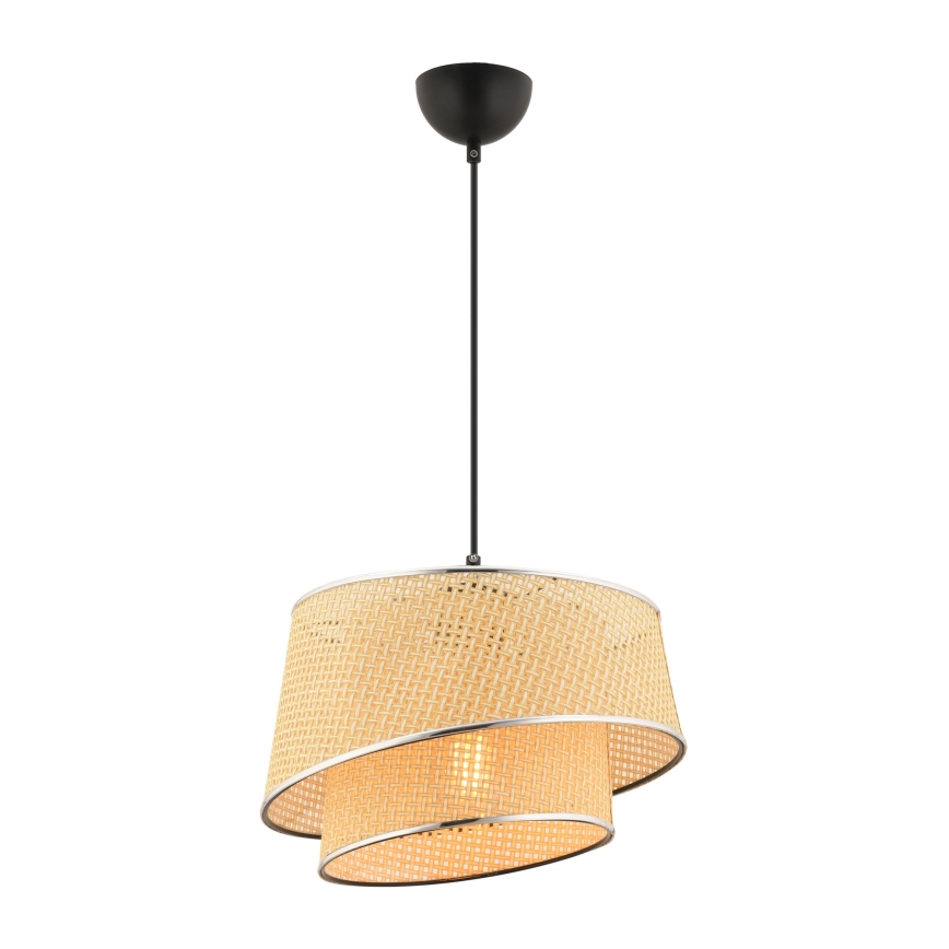 Люстра підвісна BARETTE 1xE27/60W/230V бежево/глянцевий хром