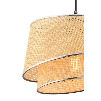 Люстра підвісна BARETTE 1xE27/60W/230V бежево/глянцевий хром