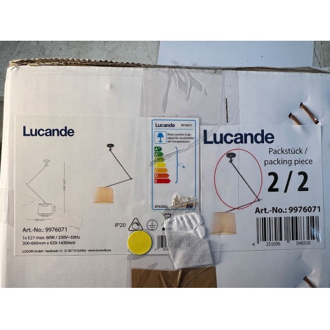 Lucande - Люстра на штанзі JOLLA 1xE27/60W/230V