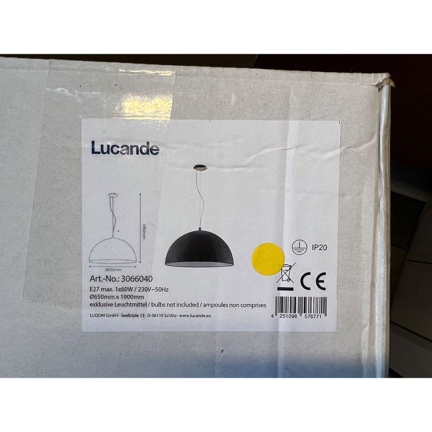 Lucande - Підвісна люстра MALEO 1xE27/60W/230V