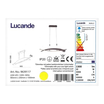 Lucande - Светодиодная подвесная люстра с регулированием яркости MARIJA LED/22W/230V