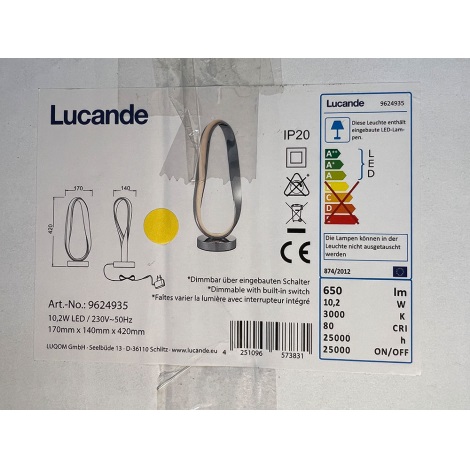 Lucande - Светодиодная настольная лампа с регулированием яркости XALIA LED/10,2W/230V