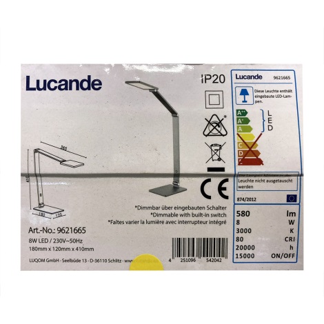 Lucande - Светодиодная сенсорная настольная лампа с регулированием яркости MION LED/8W/230V