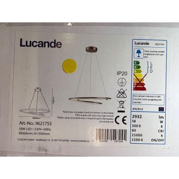 Lucande - Світлодіодна підвісна люстра з регулюванням яскравості MIRASU LED/58W/230V
