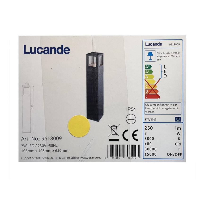 Lucande - Вулична світлодіодна лампа NICOLA LED/7W/230V IP54
