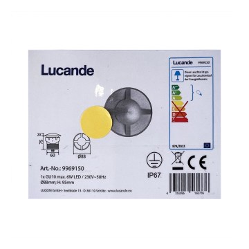 Lucande - Вуличний вбудований світильник EDWINA 1xGU10/6W/230V IP67