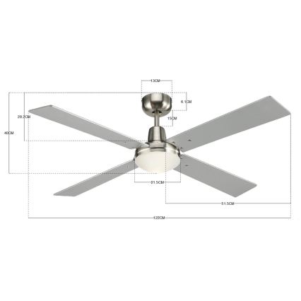 Lucci Air 210334 - Потолочный вентилятор AIRFUSION QUEST 1xE27/60W/230V дерево/матовый хром + дистанционное управление
