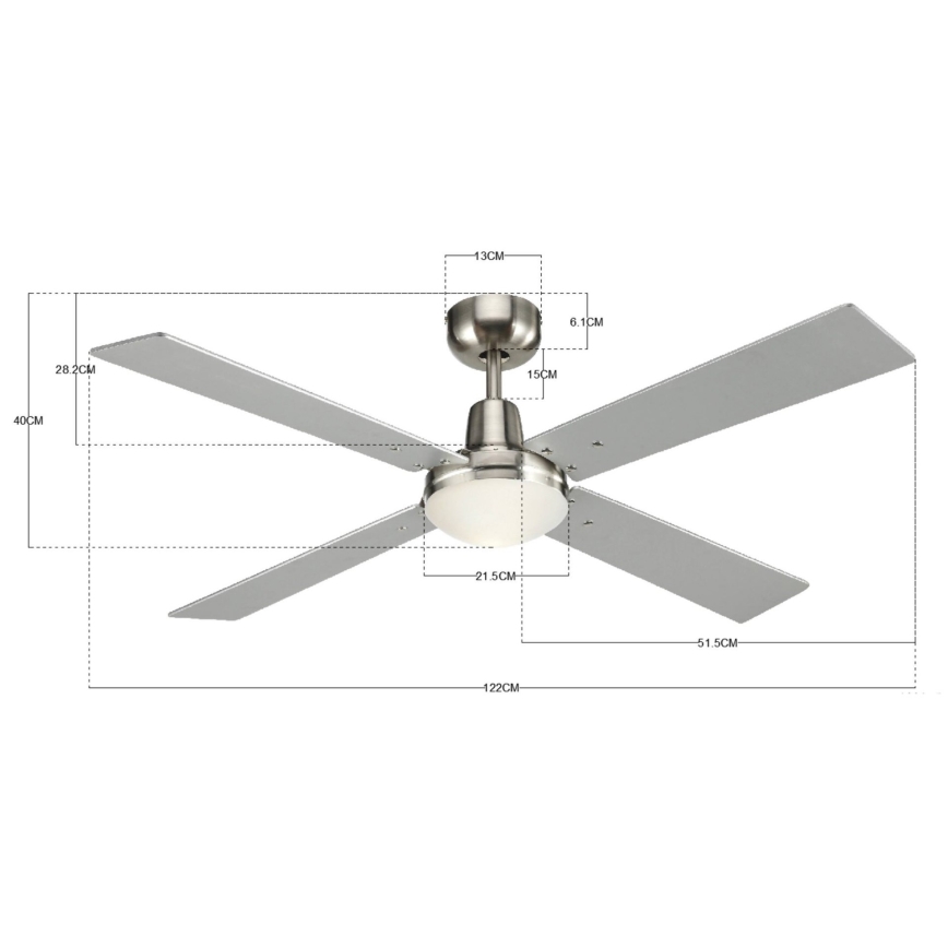 Lucci Air 210334 - Потолочный вентилятор AIRFUSION QUEST 1xE27/60W/230V дерево/матовый хром + дистанционное управление