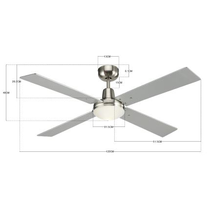 Lucci Air 210334 - Потолочный вентилятор AIRFUSION QUEST 1xE27/60W/230V дерево/матовый хром + дистанционное управление