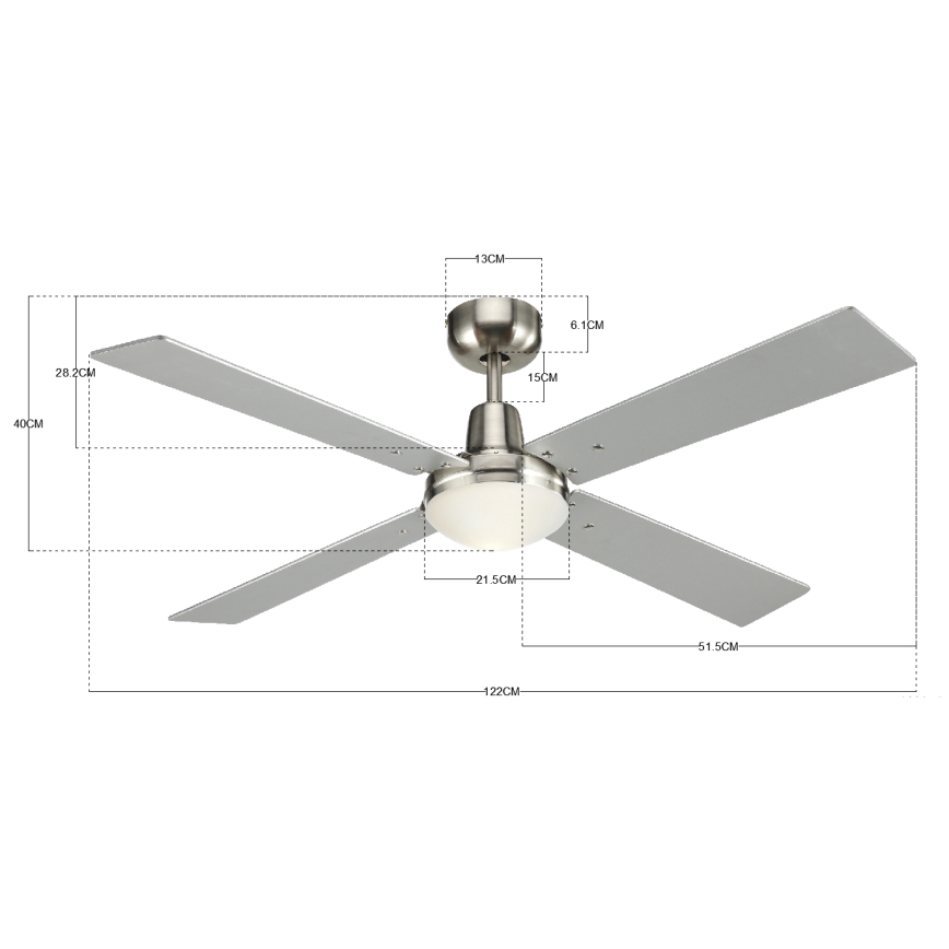 Lucci Air 210334 - Потолочный вентилятор AIRFUSION QUEST 1xE27/60W/230V дерево/матовый хром + дистанционное управление