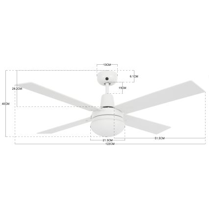 Lucci Air 210339 - Потолочный вентилятор AIRFUSION QUEST 1xE27/60W/230V белый/дерево + дистанционное управление