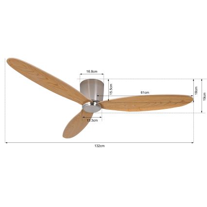 Lucci air 210519 - Потолочный вентилятор AIRFUSION RADAR блестящий хром/дерево + дистанционное управление